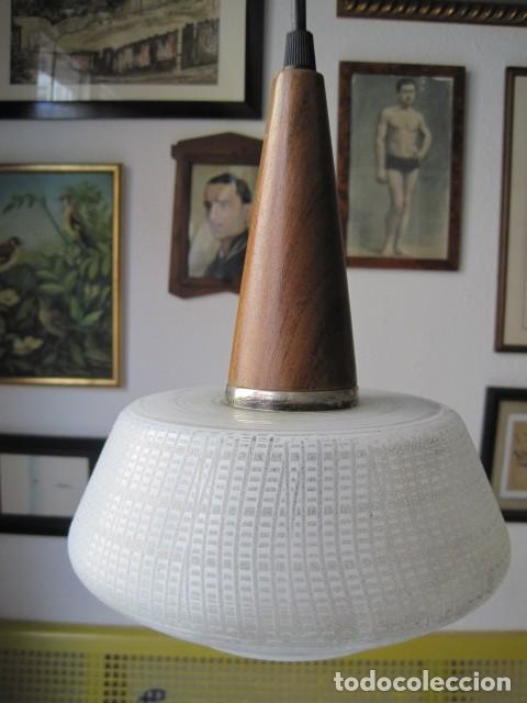 Vintage: L&Aacute;MPARA DE CRISTAL Y MADERA - A&Ntilde;OS 60 - Foto 7