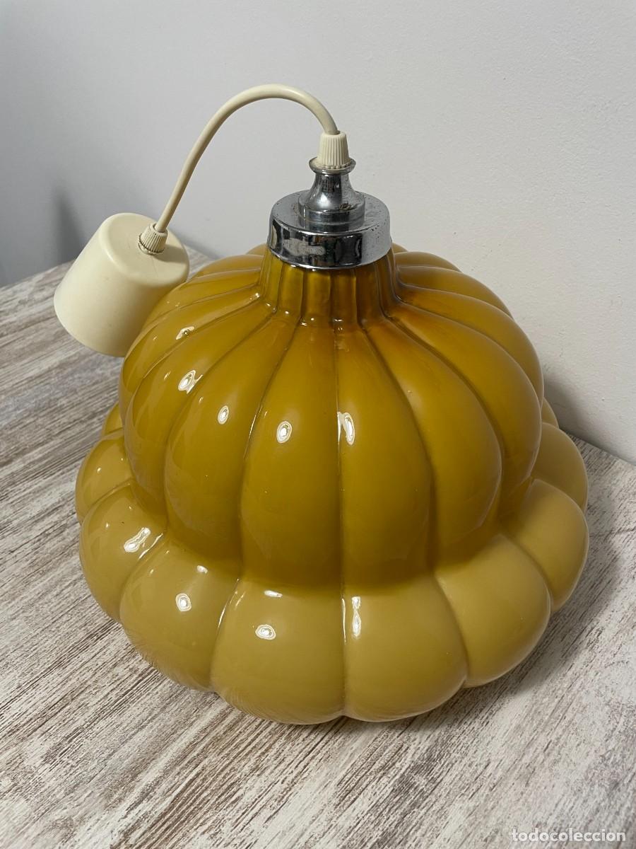 Vintage: LAMPARA TECHO OPALINA COLOR AMARILLO-MOSTAZA - Foto 1