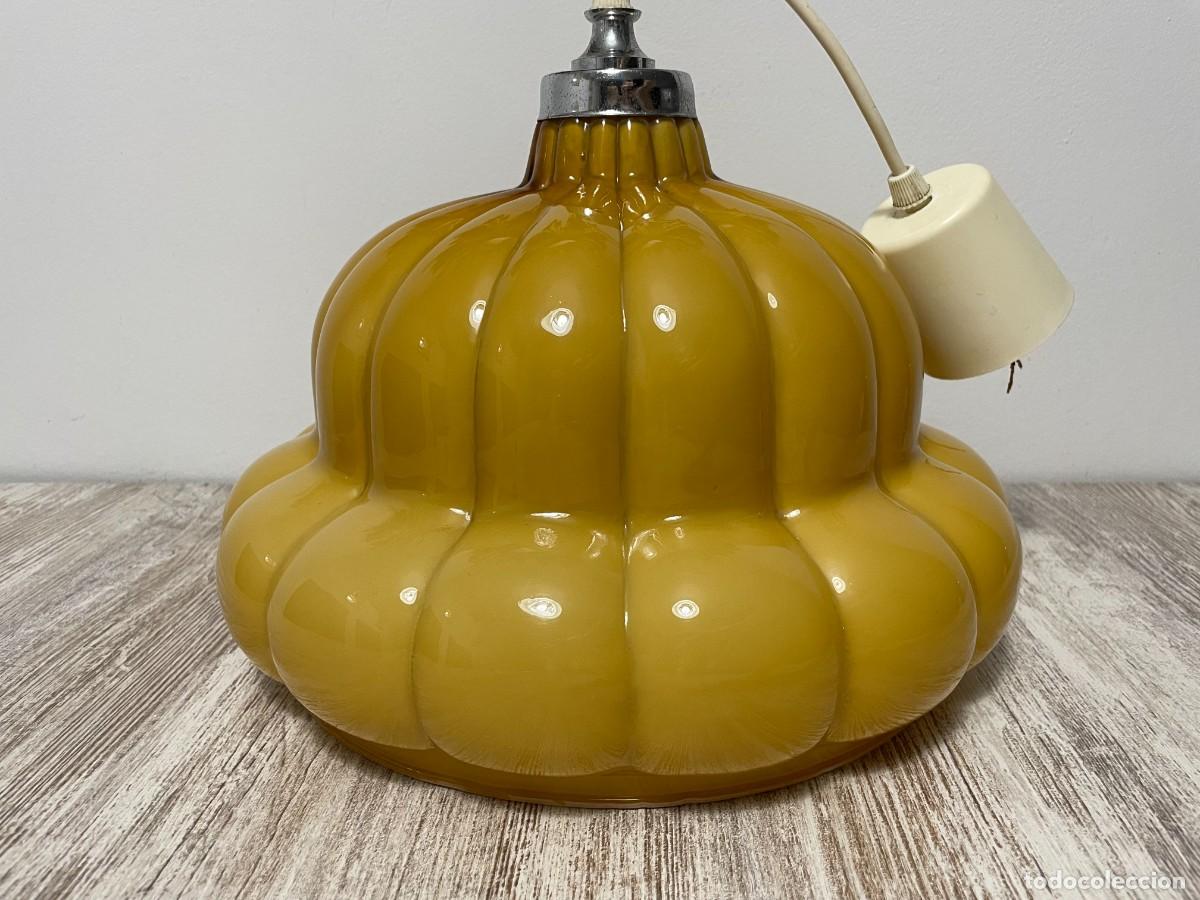 Vintage: LAMPARA TECHO OPALINA COLOR AMARILLO-MOSTAZA - Foto 4