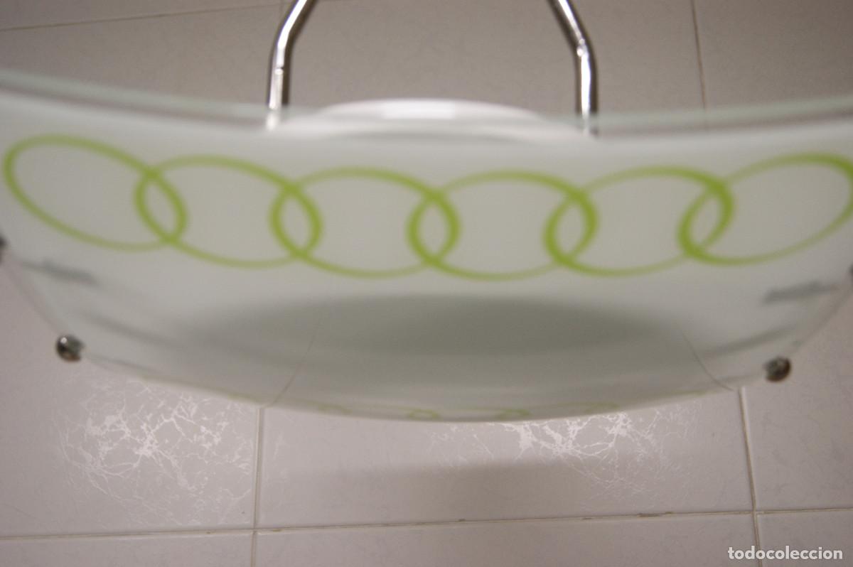 Vintage: L&aacute;mpara de techo verde, cromo, blanco y cristal - Foto 9