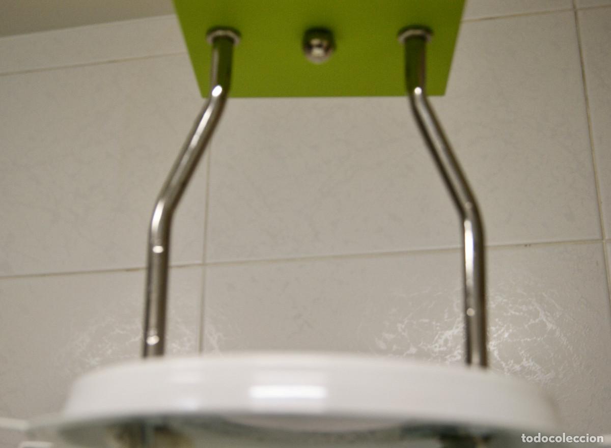 Vintage: L&aacute;mpara de techo verde, cromo, blanco y cristal - Foto 12