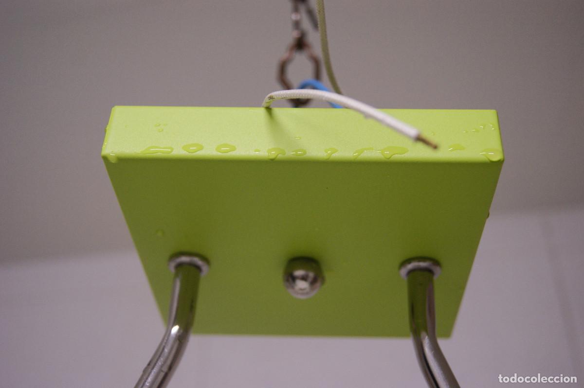 Vintage: L&aacute;mpara de techo verde, cromo, blanco y cristal - Foto 13