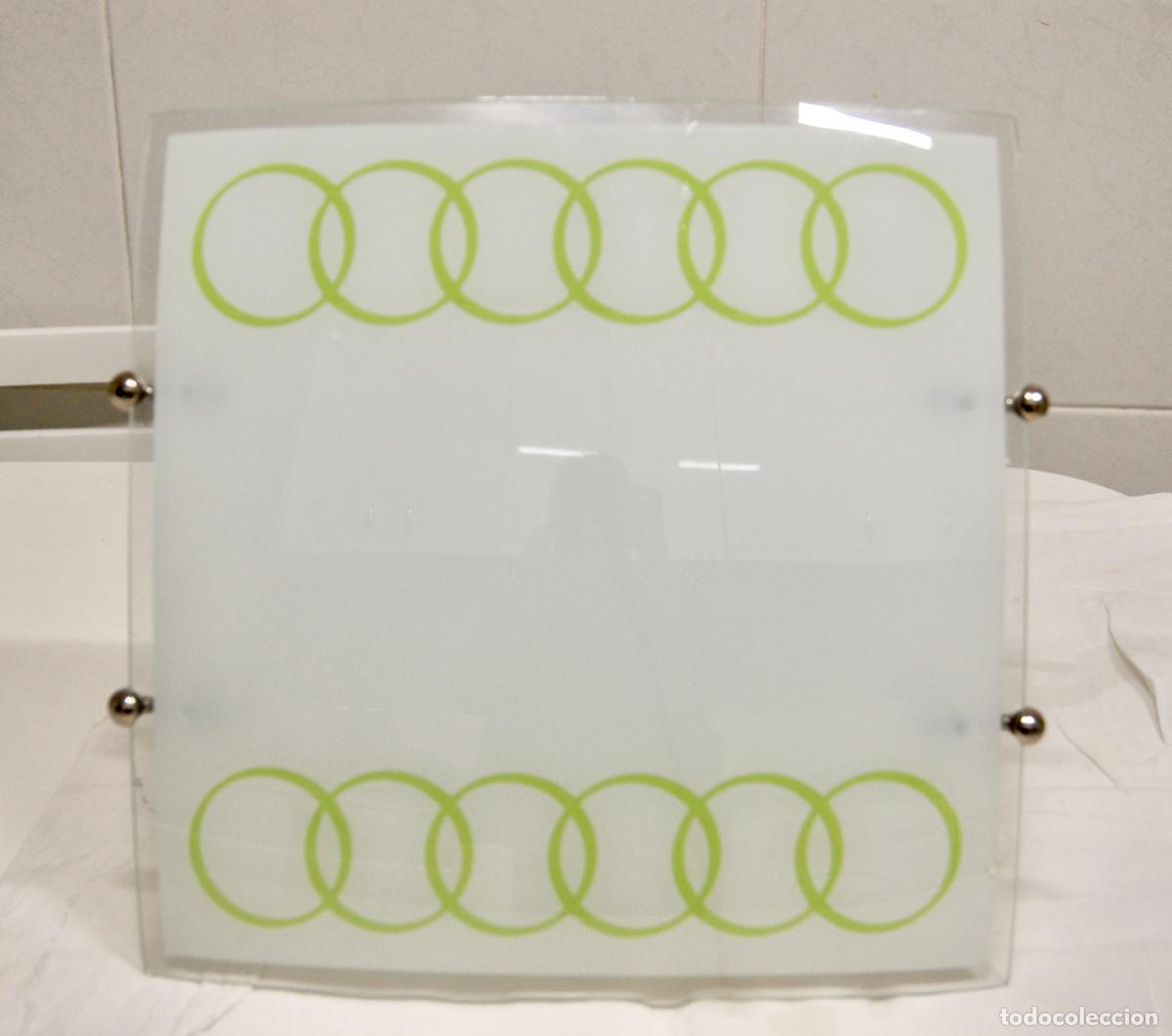 Vintage: aplique/plaf&oacute;n cromo, blanco, verde y cristal - Foto 1