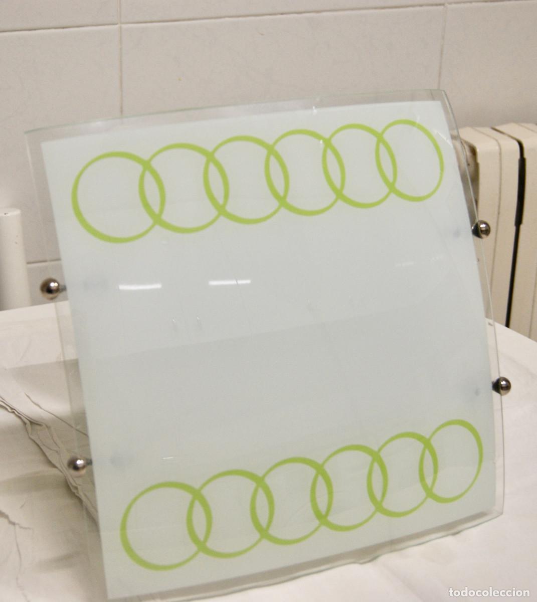 Vintage: aplique/plaf&oacute;n cromo, blanco, verde y cristal - Foto 2