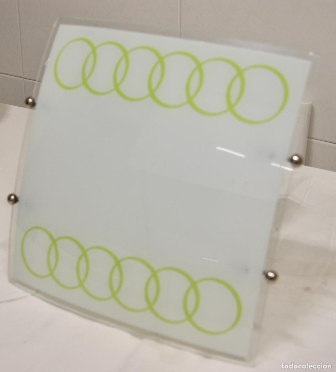Vintage: aplique/plaf&oacute;n cromo, blanco, verde y cristal - Foto 3