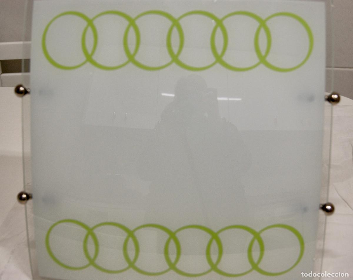 Vintage: aplique/plaf&oacute;n cromo, blanco, verde y cristal - Foto 5