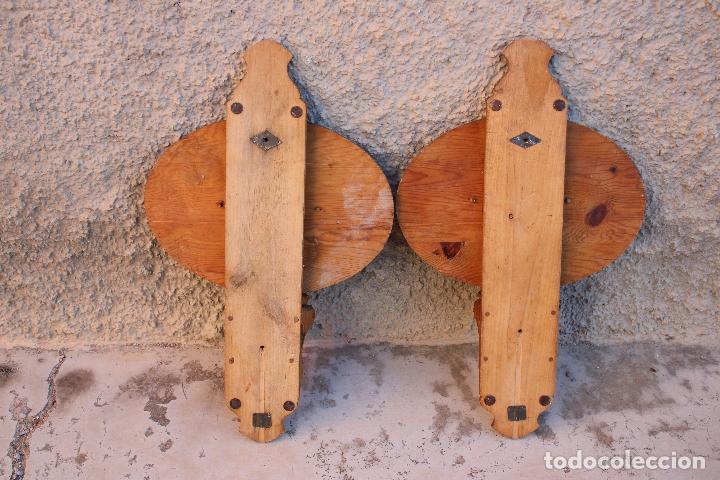 Vintage: pareja apliques de madera - Foto 2