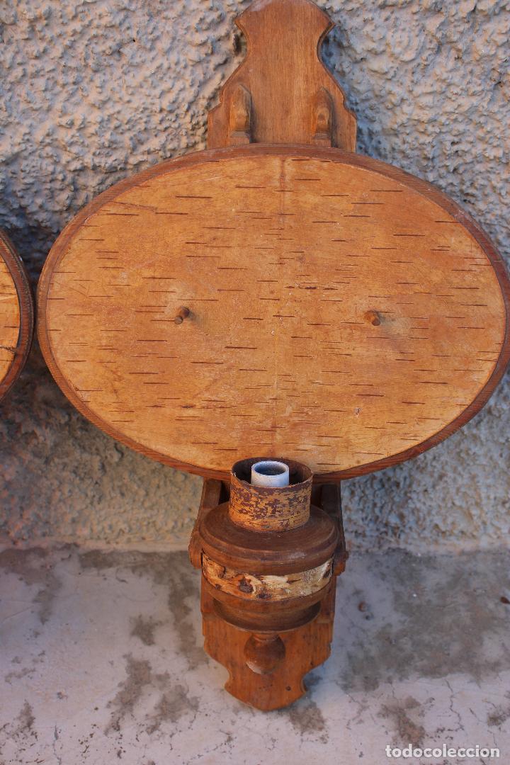 Vintage: pareja apliques de madera - Foto 3