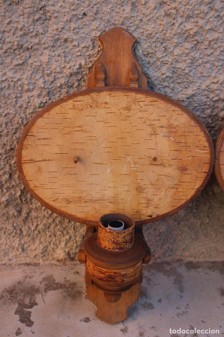 Vintage: pareja apliques de madera - Foto 4