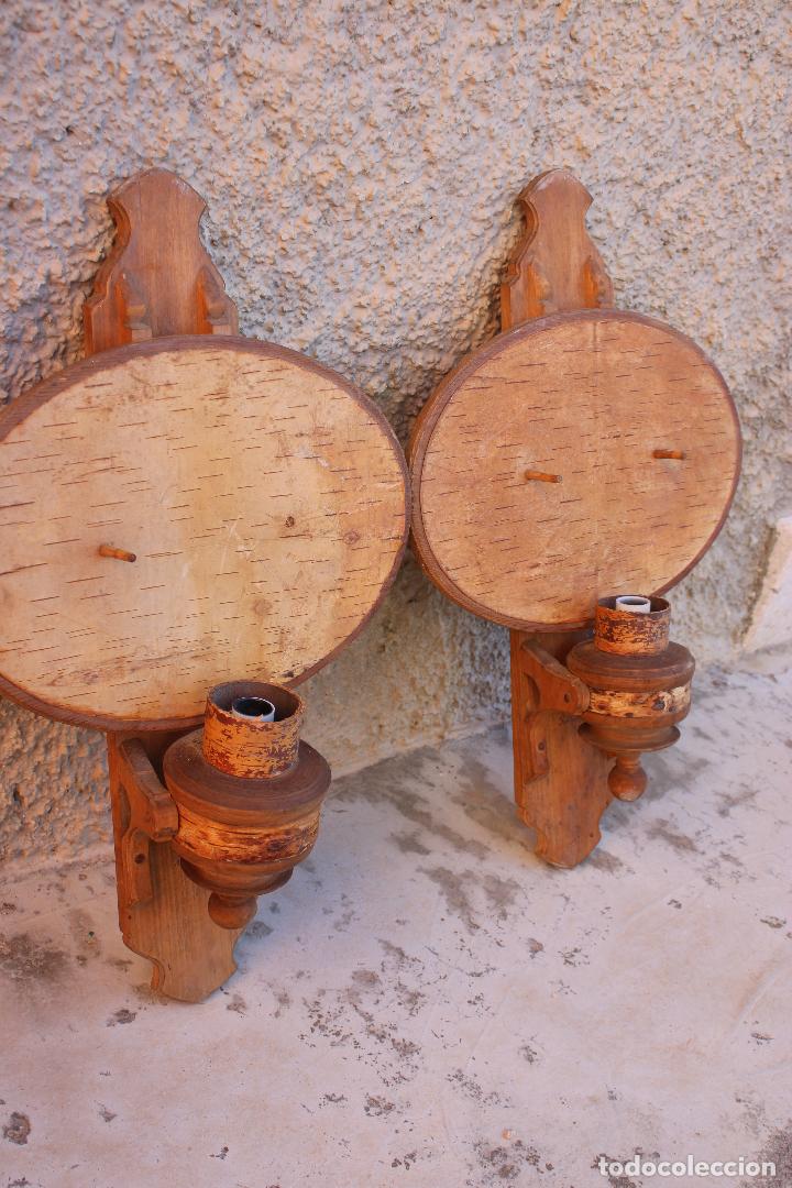 Vintage: pareja apliques de madera - Foto 5