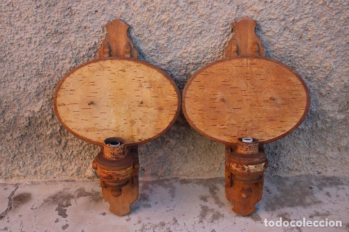 Vintage: pareja apliques de madera - Foto 1