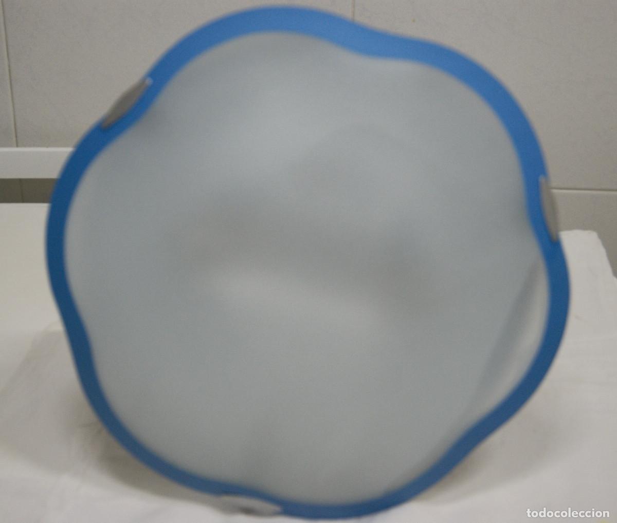 Vintage: aplique/plaf&oacute;n plata, azul, blanco y cristal - Foto 9