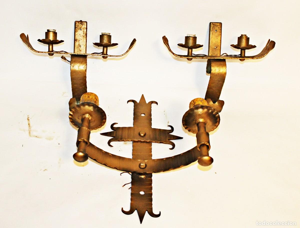 Vintage: Lote de 3 apliques de forja electrifcados. - Foto 1