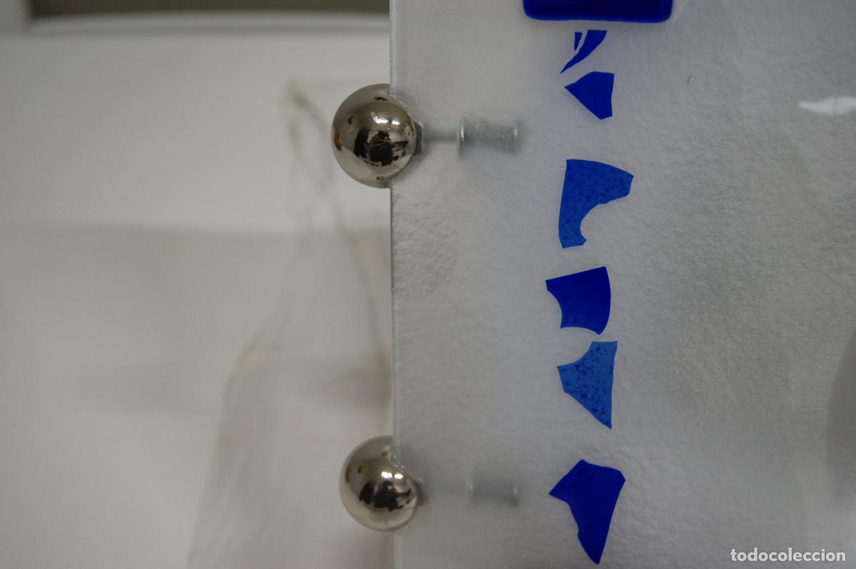 Vintage: aplique/plaf&oacute;n cromo, azul, blanco y cristal - Foto 4
