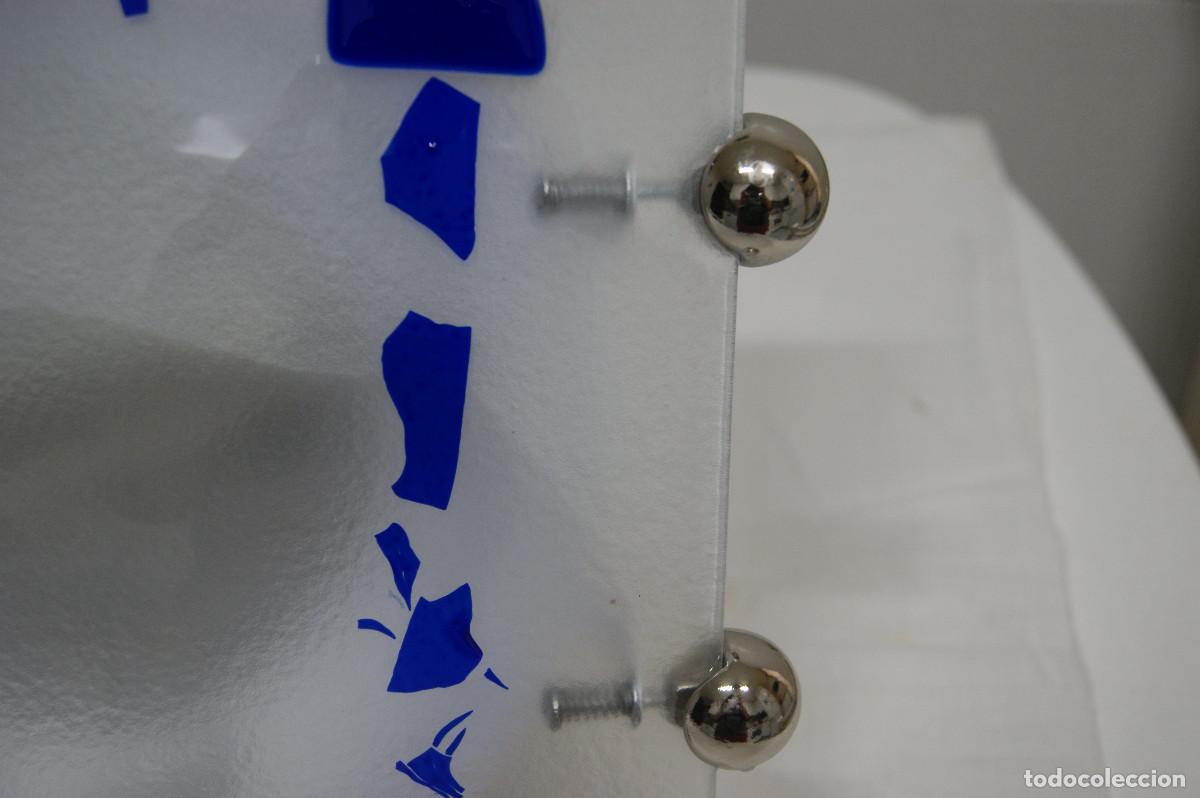 Vintage: aplique/plaf&oacute;n cromo, azul, blanco y cristal - Foto 5