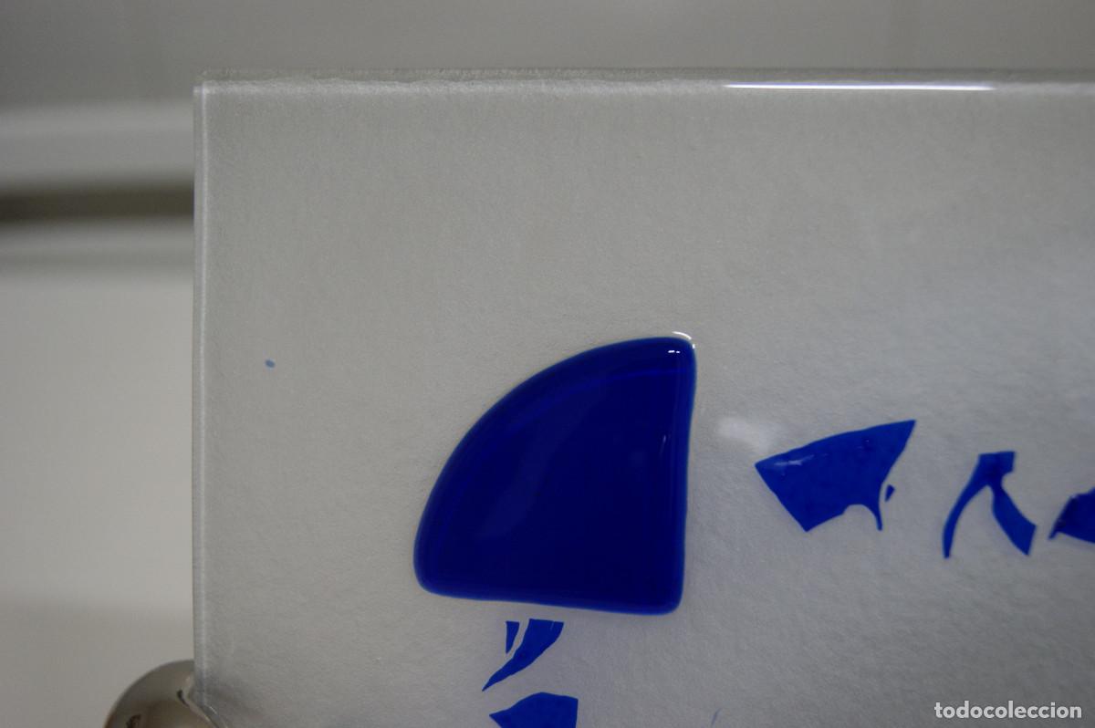 Vintage: aplique/plaf&oacute;n cromo, azul, blanco y cristal - Foto 6