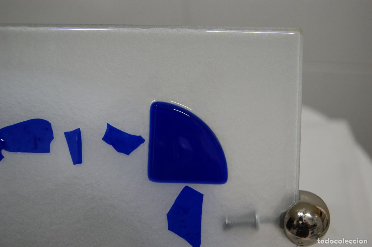 Vintage: aplique/plaf&oacute;n cromo, azul, blanco y cristal - Foto 7