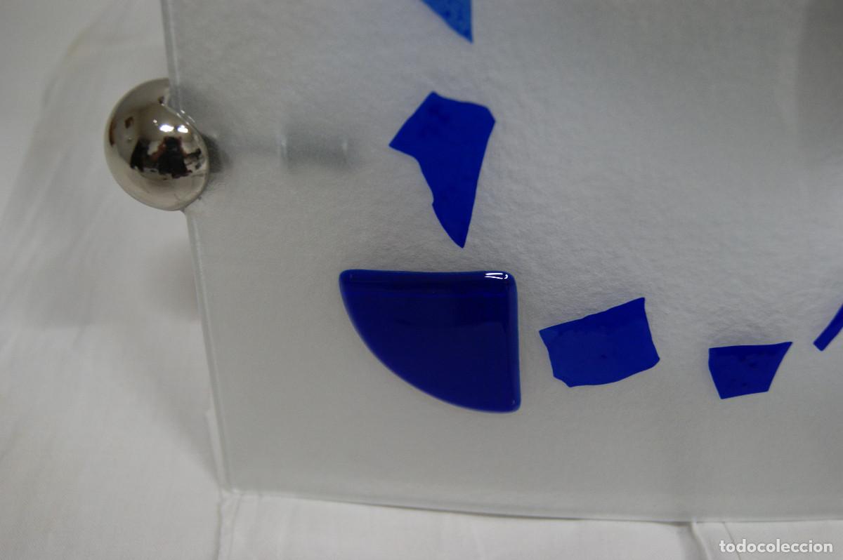 Vintage: aplique/plaf&oacute;n cromo, azul, blanco y cristal - Foto 8