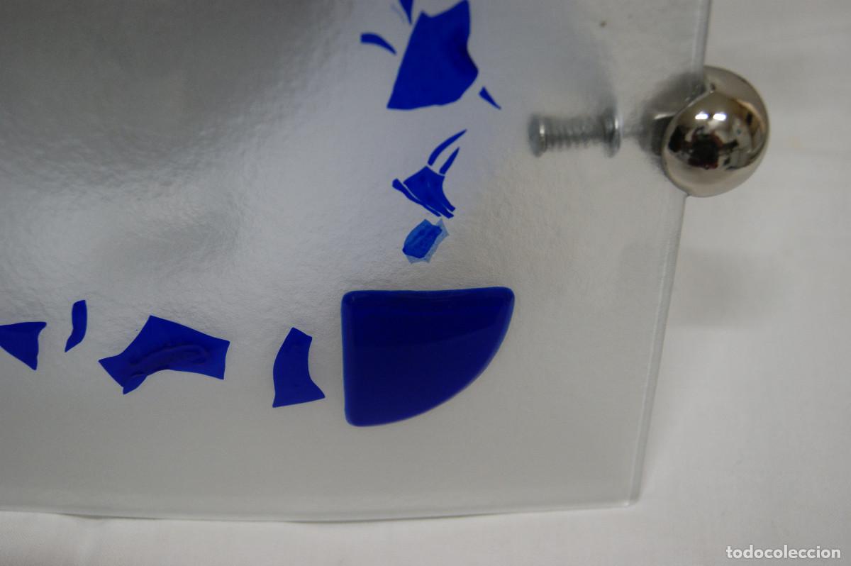 Vintage: aplique/plaf&oacute;n cromo, azul, blanco y cristal - Foto 9