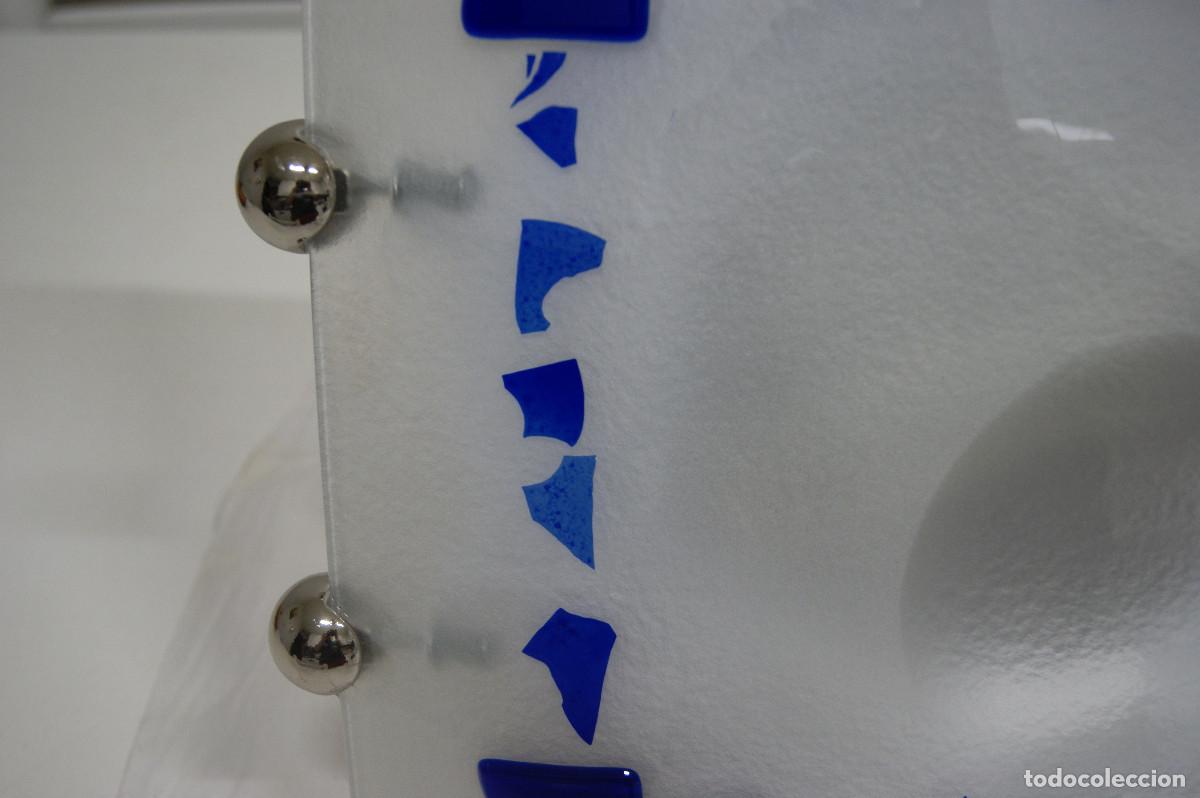 Vintage: aplique/plaf&oacute;n cromo, azul, blanco y cristal - Foto 12