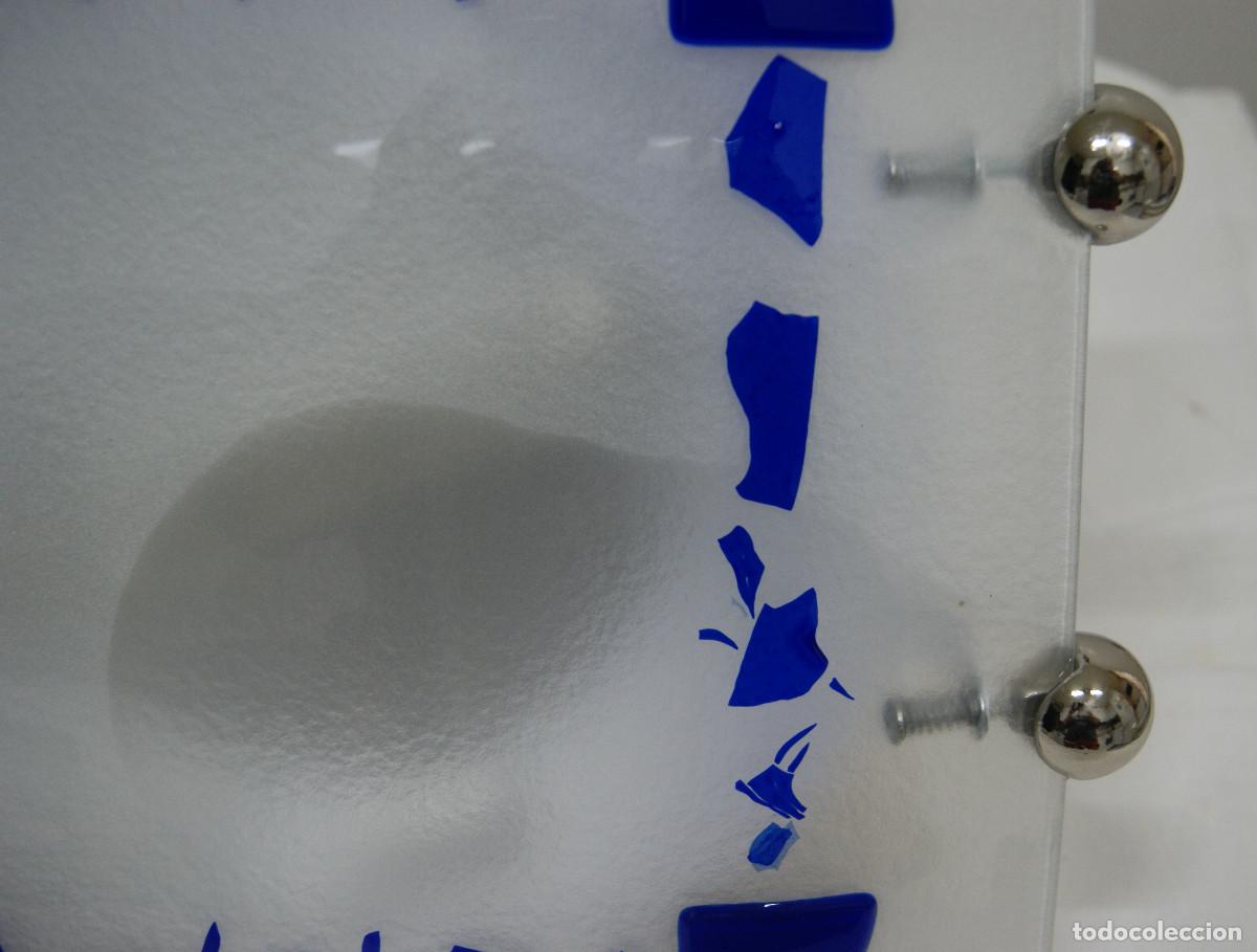 Vintage: aplique/plaf&oacute;n cromo, azul, blanco y cristal - Foto 13