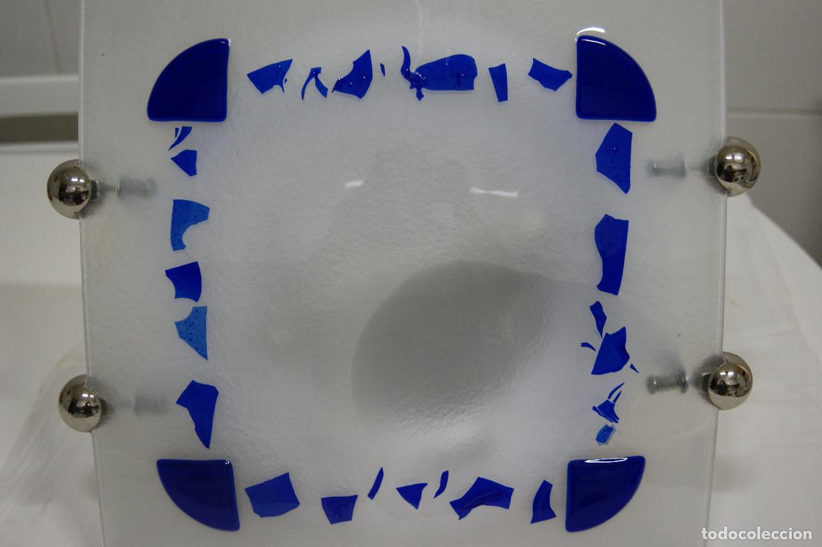 Vintage: aplique/plaf&oacute;n cromo, azul, blanco y cristal - Foto 14