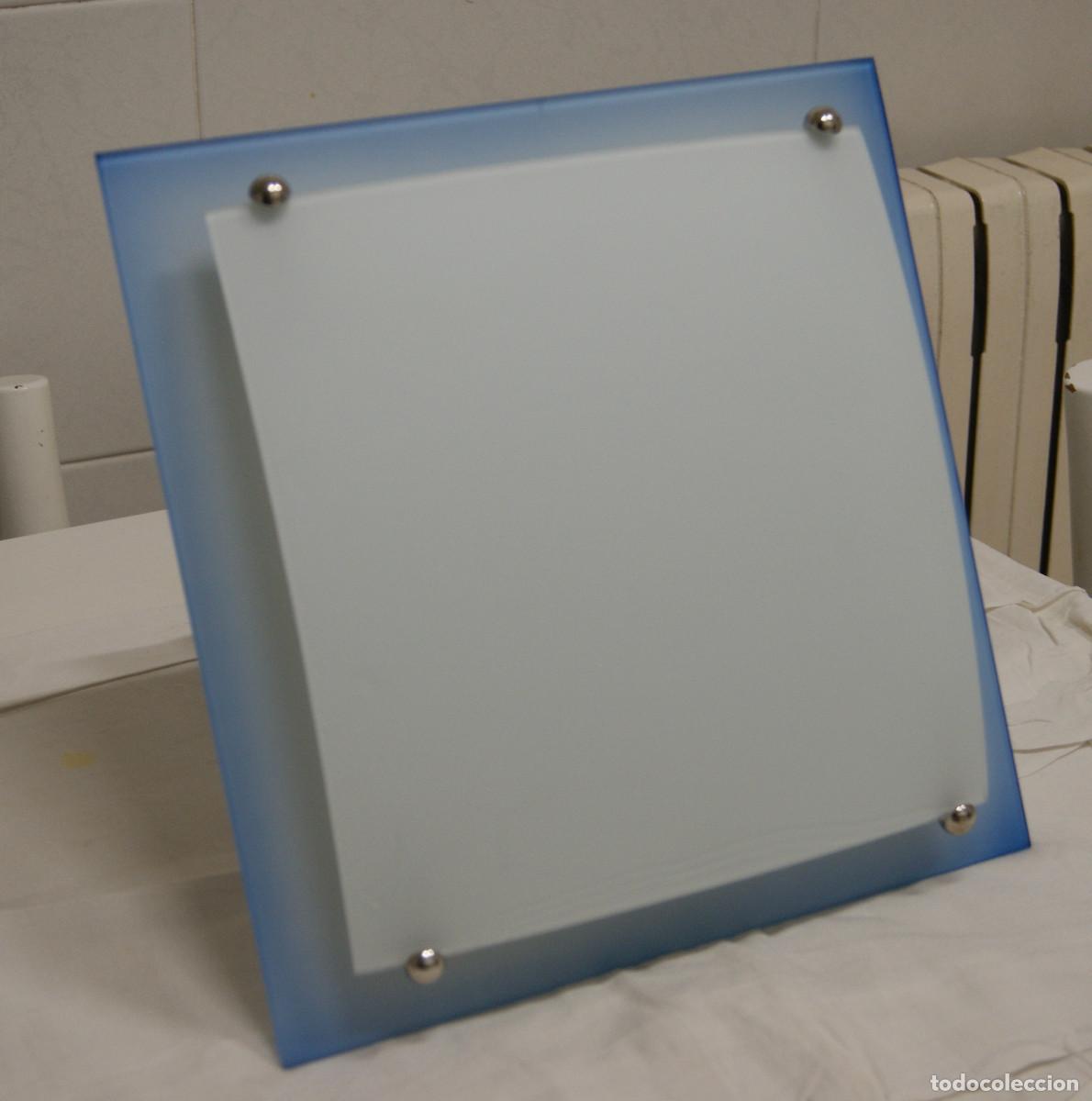 Vintage: aplique/plaf&oacute;n azul, blanco, cromo, cristal - Foto 3