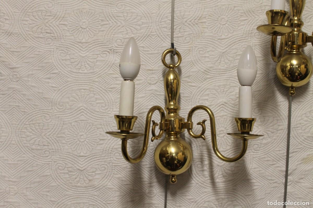 Vintage: PAREJA DE APLIQUES DE BRONCE - Foto 2