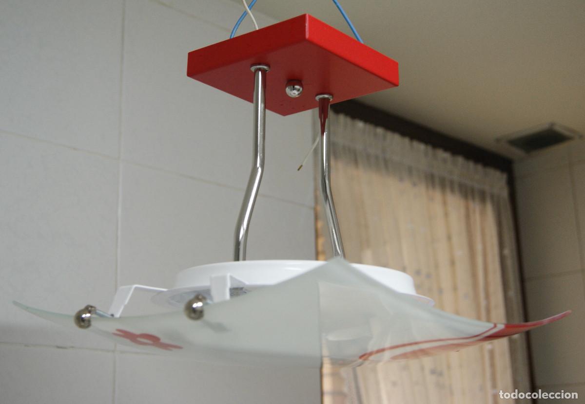 Vintage: L&aacute;mpara de techo, rojo, cromo, blanco y cristal - Foto 3