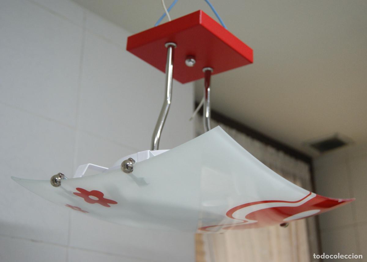 Vintage: L&aacute;mpara de techo, rojo, cromo, blanco y cristal - Foto 5