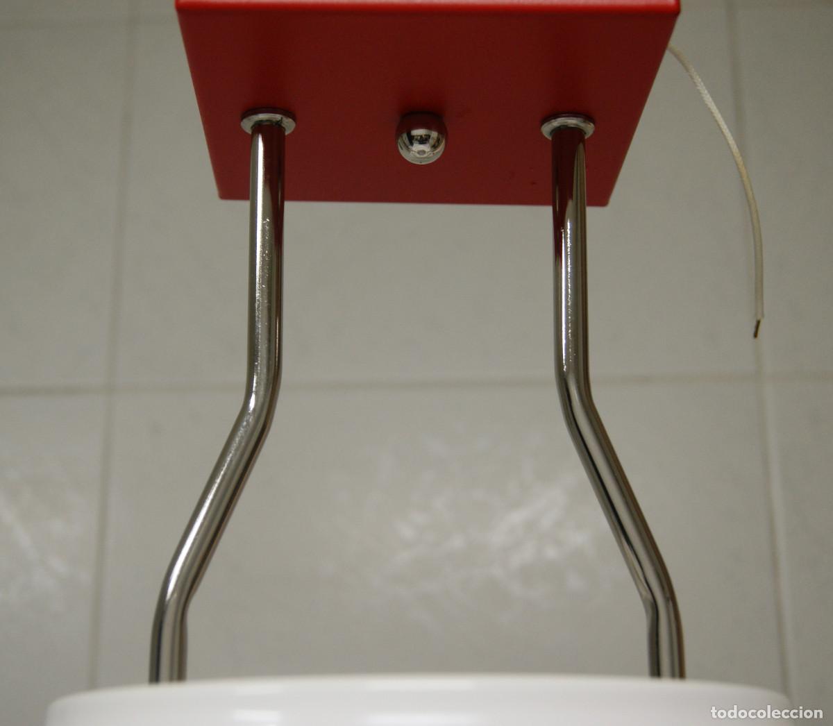 Vintage: L&aacute;mpara de techo, rojo, cromo, blanco y cristal - Foto 14