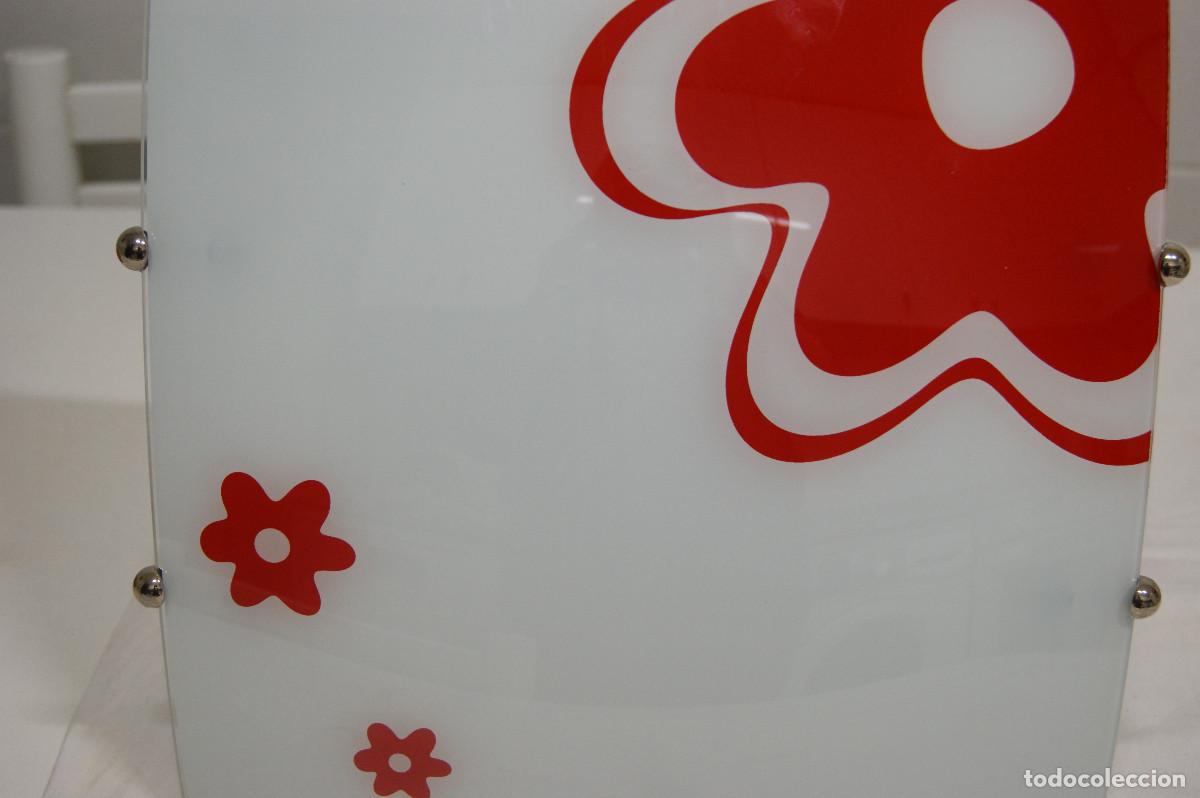 Vintage: aplique/plaf&oacute;n cromo, blanco, rojo y cristal - Foto 6