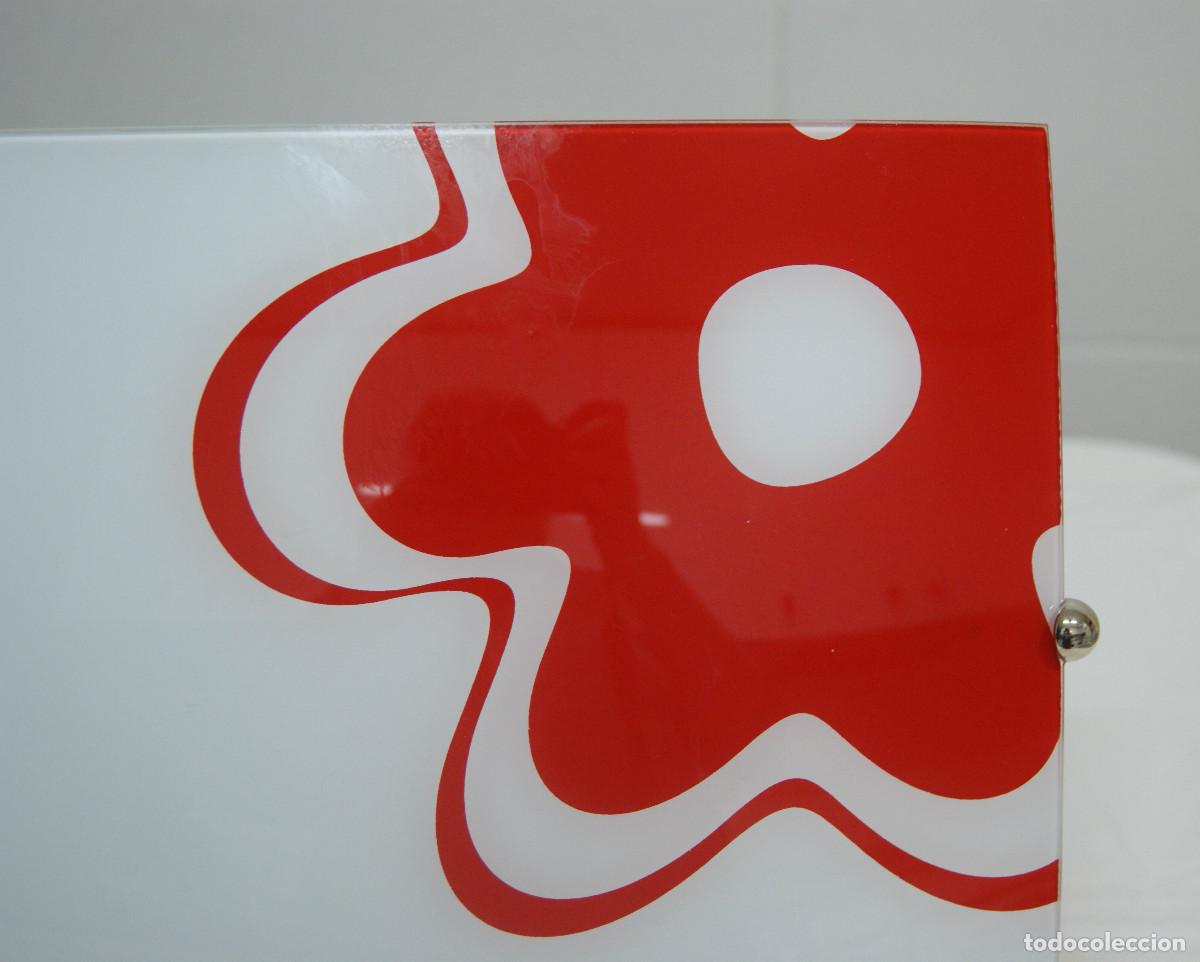 Vintage: aplique/plaf&oacute;n cromo, blanco, rojo y cristal - Foto 7
