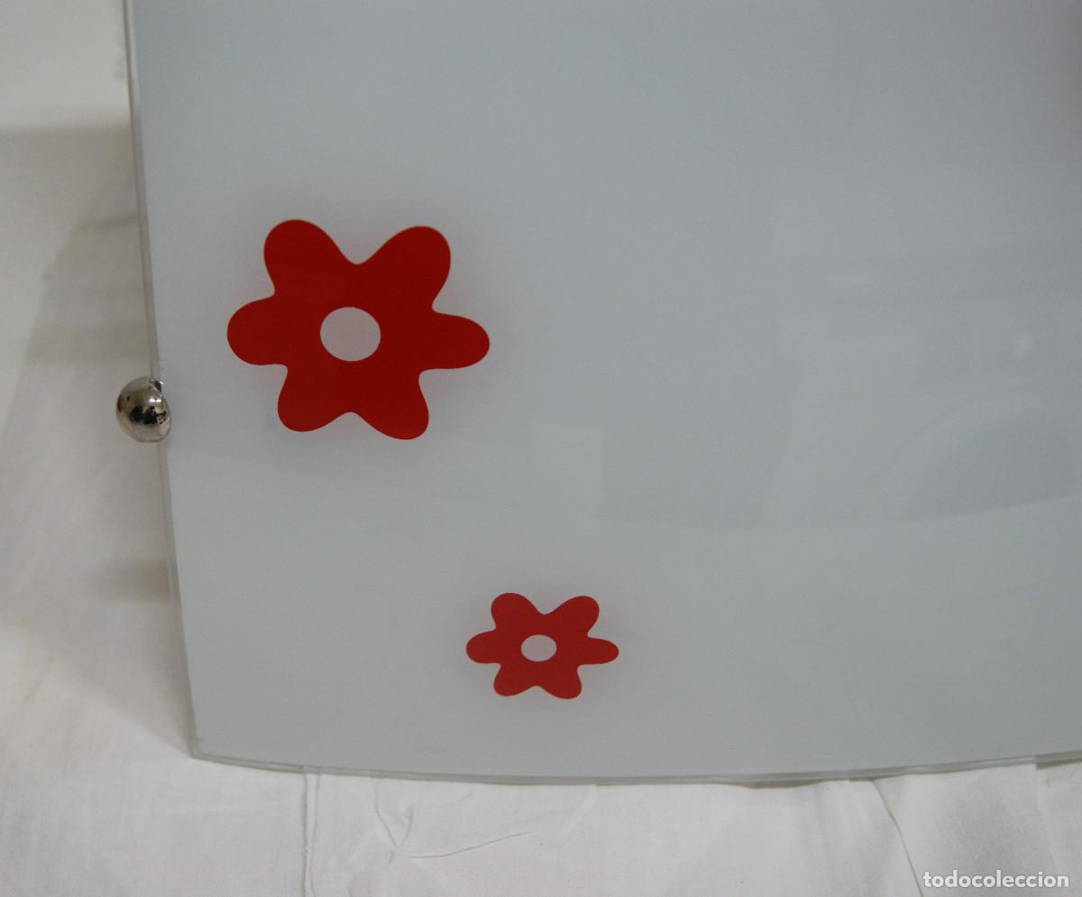Vintage: aplique/plaf&oacute;n cromo, blanco, rojo y cristal - Foto 8