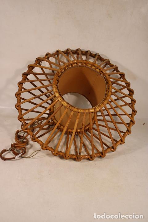 Vintage: lampara techo de mimbre rat&aacute;n - Foto 2