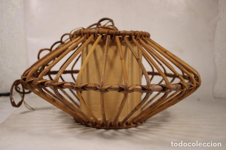 Vintage: lampara techo de mimbre rat&aacute;n - Foto 1