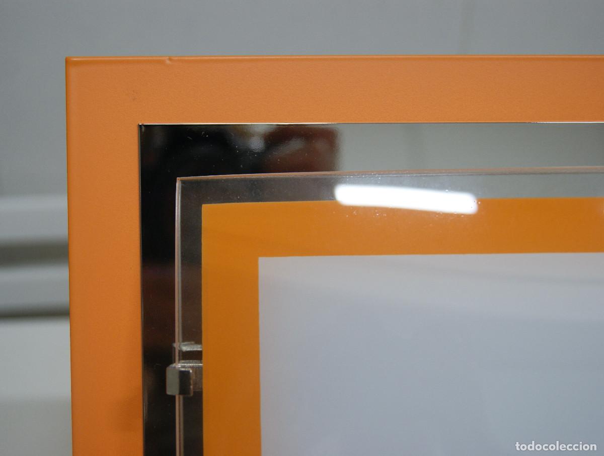 Vintage: aplique/plaf&oacute;n, naranja, cromo, blanco y cristal - Foto 4