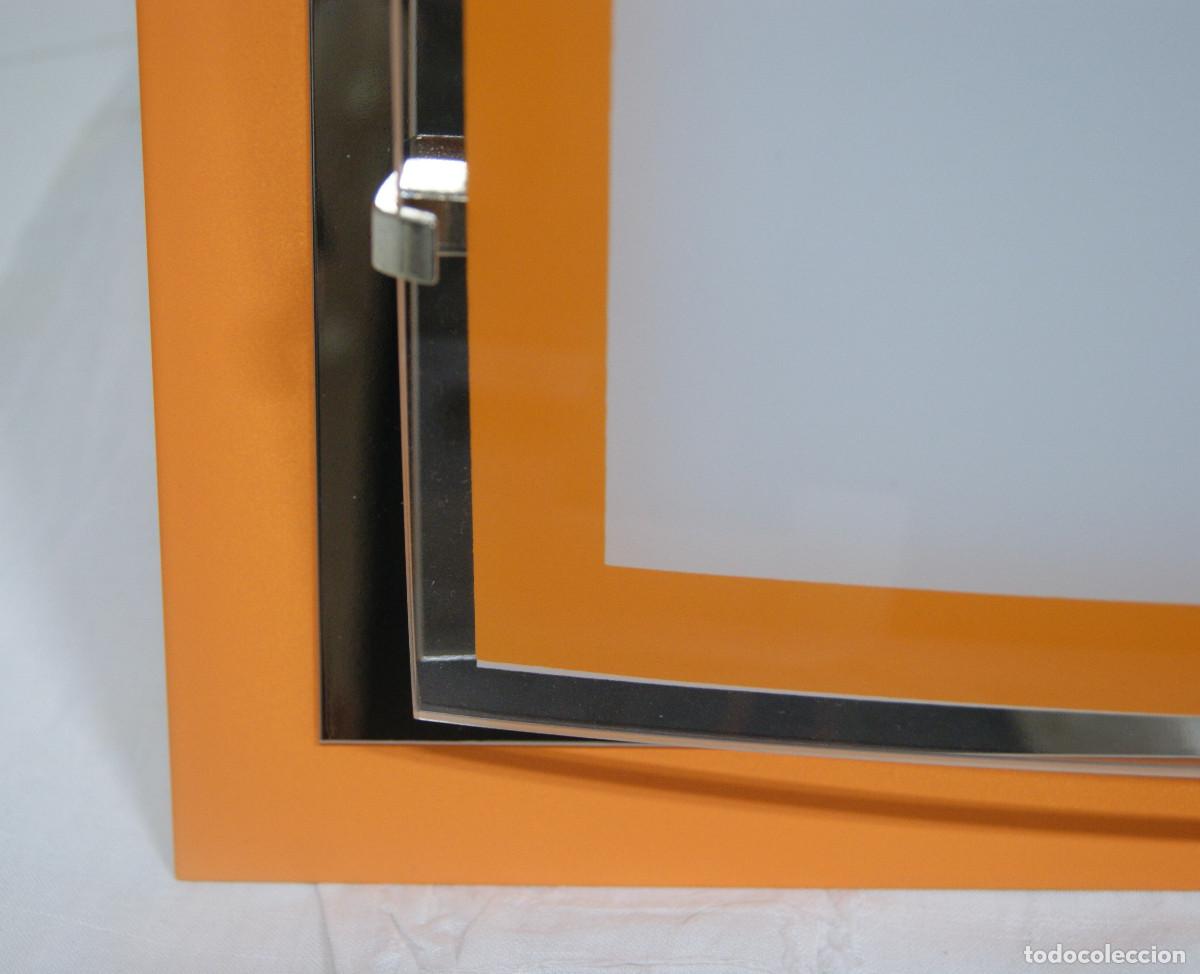 Vintage: aplique/plaf&oacute;n, naranja, cromo, blanco y cristal - Foto 6