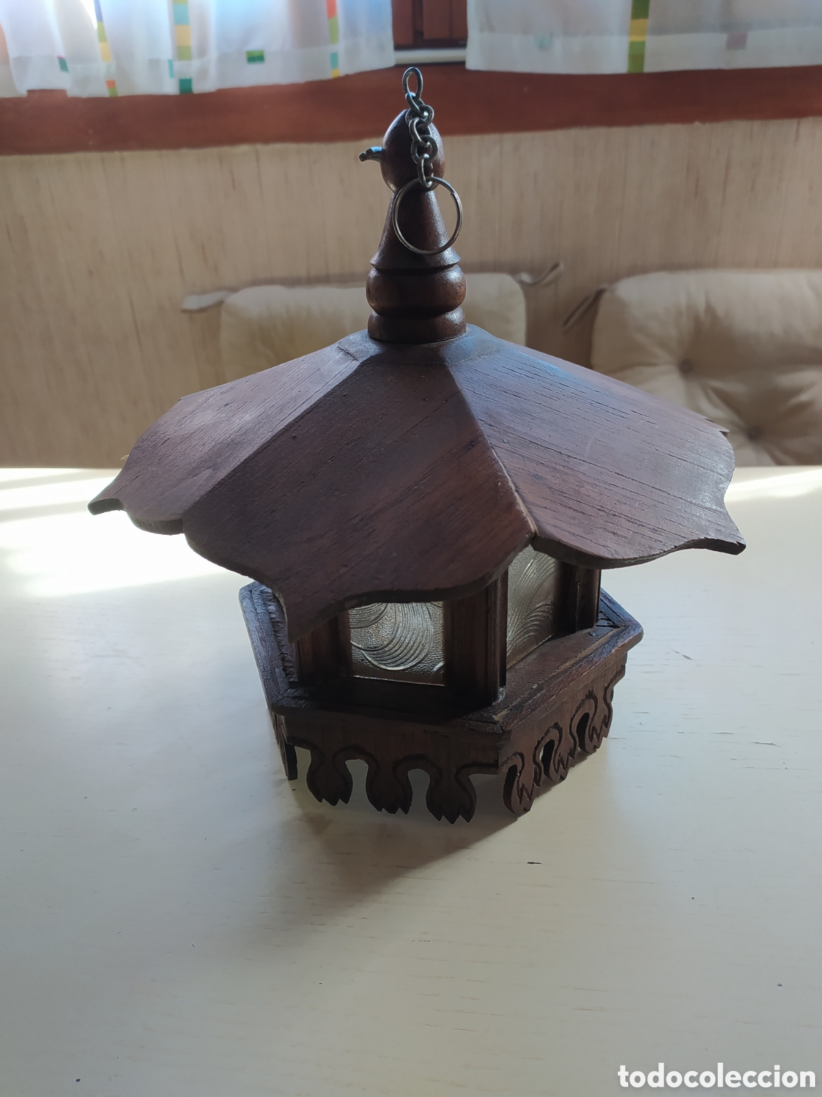 Vintage: Farol madera y cristal - Foto 3