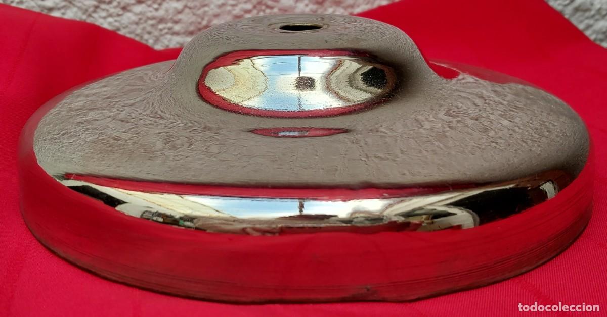 Vintage: PLATO PARA L&Aacute;MPARA DE LAT&Oacute;N CROMADO - Foto 6