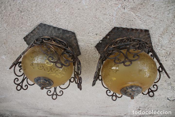 Vintage: pareja de lamparas de techo de forja - Foto 4