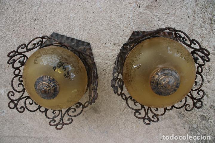 Vintage: pareja de lamparas de techo de forja - Foto 7