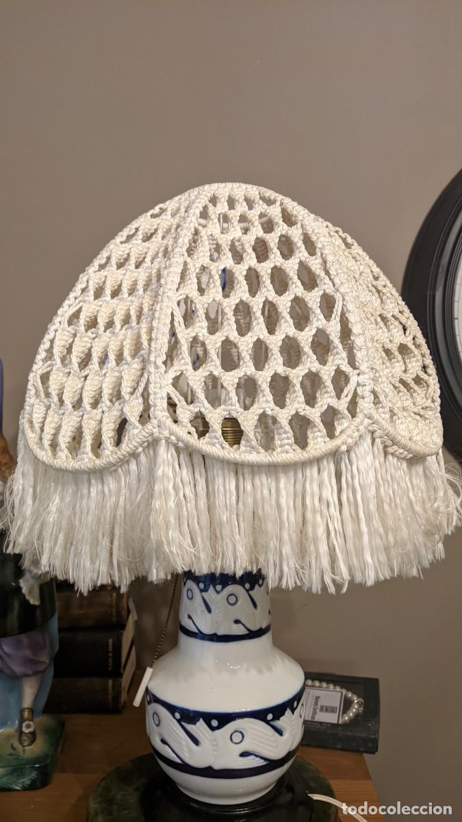 Vintage: pantalla lampara crochet algodon hecho a mano a macrame - Foto 1