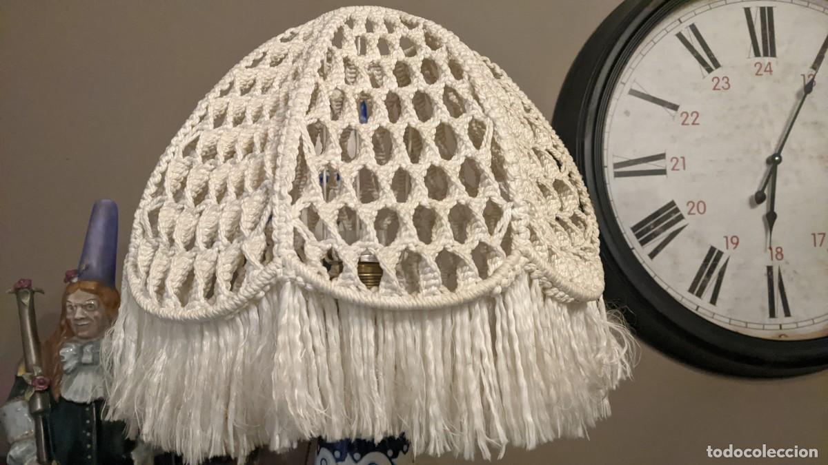 Vintage: pantalla lampara crochet algodon hecho a mano a macrame - Foto 2