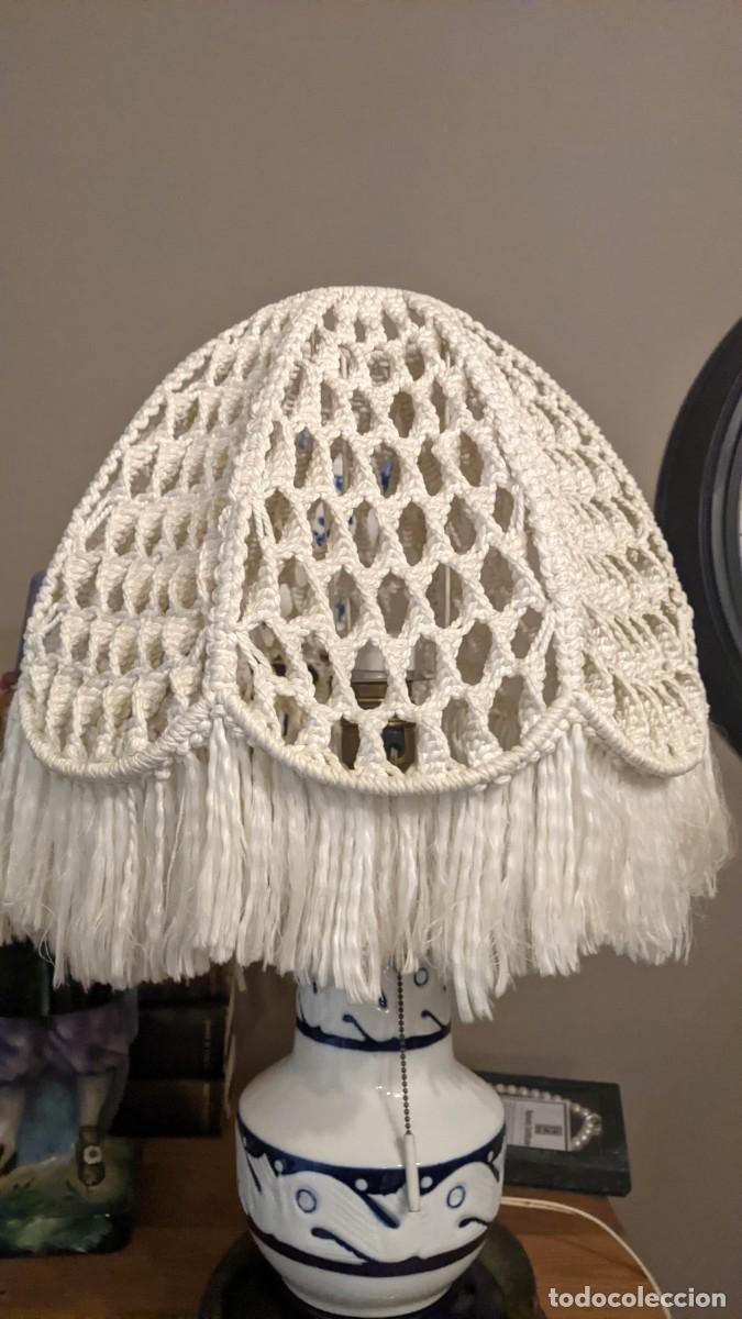 Vintage: pantalla lampara crochet algodon hecho a mano a macrame - Foto 3