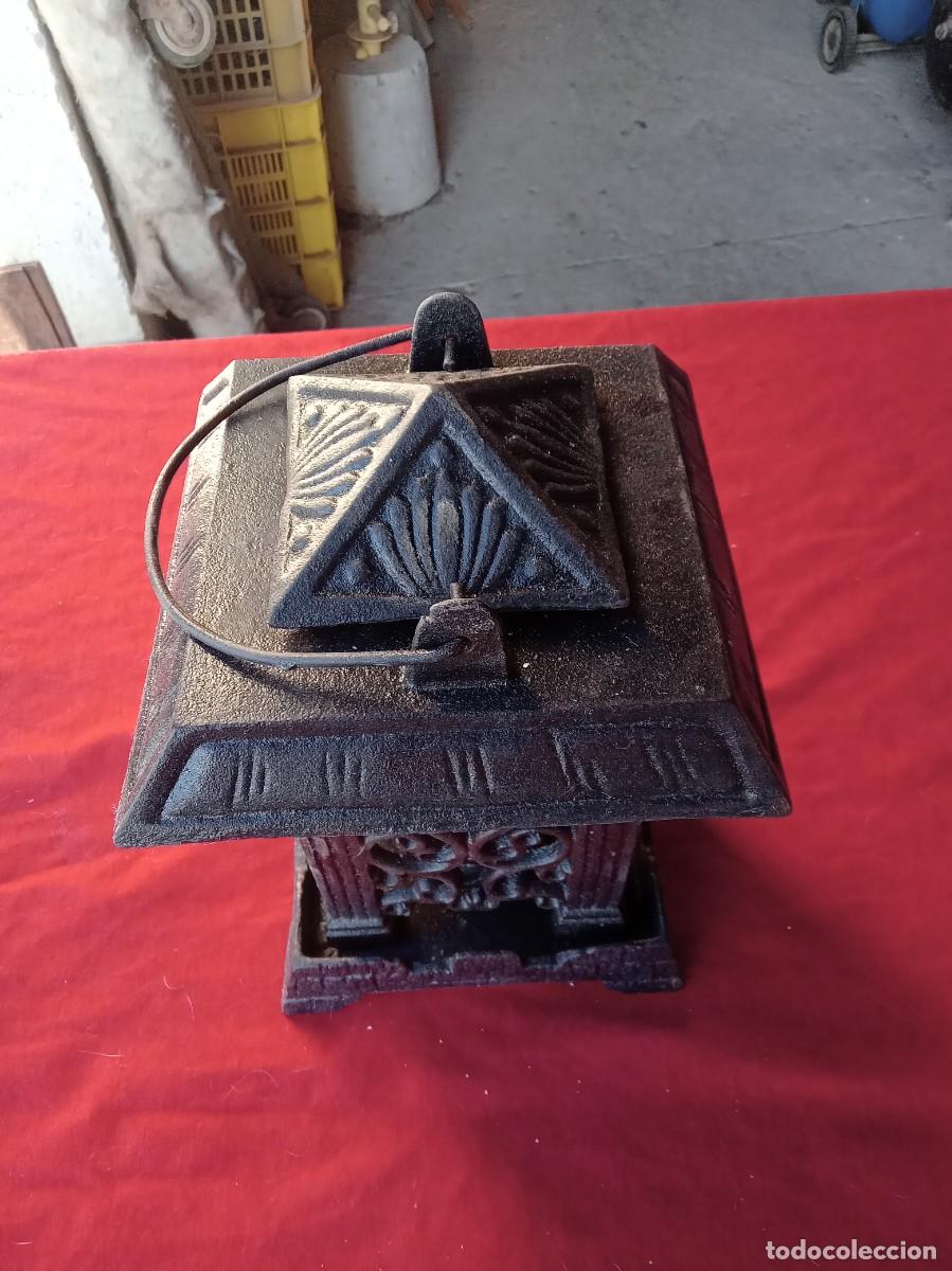 Vintage: FAROL DE HIERRO FUNDIDO PARA VELA - Foto 2
