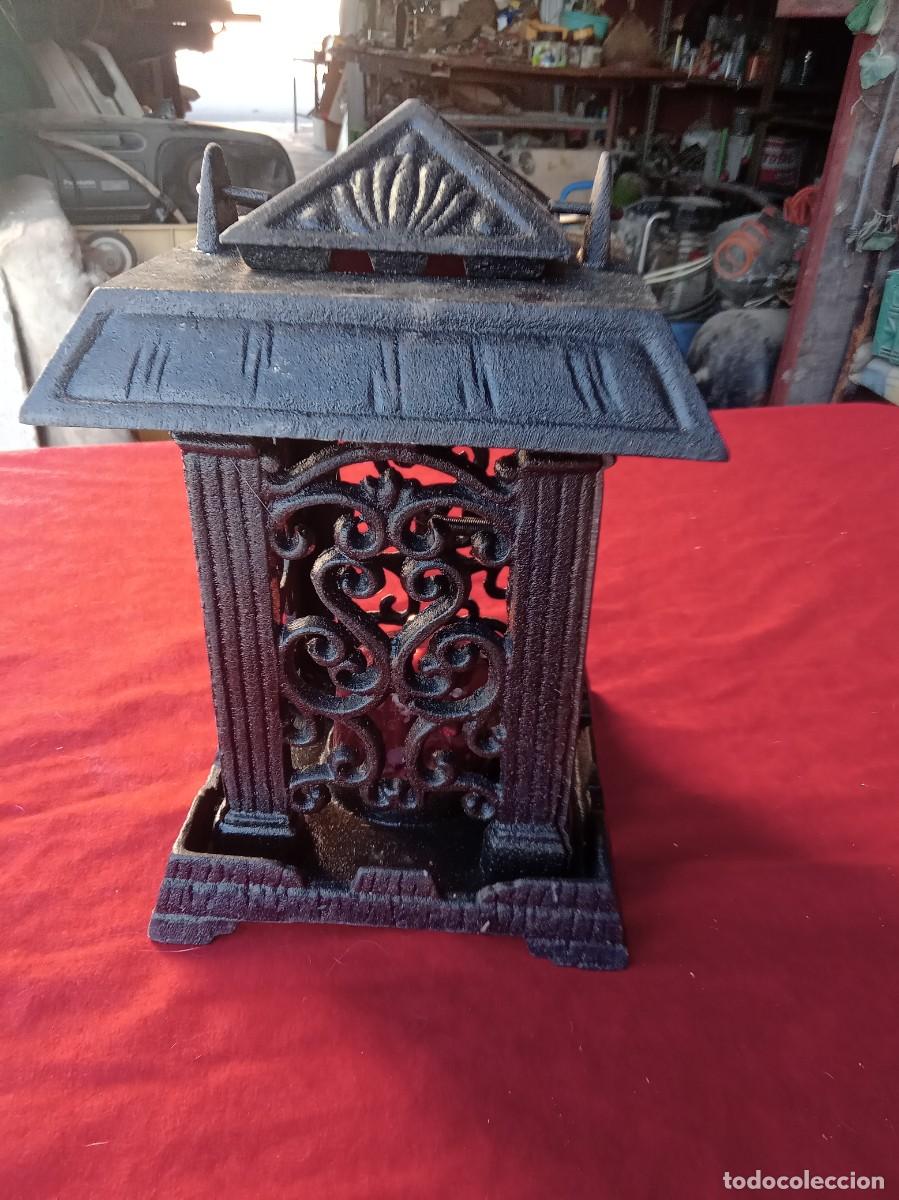 Vintage: FAROL DE HIERRO FUNDIDO PARA VELA - Foto 3