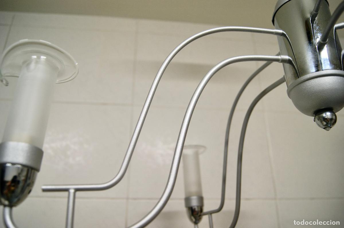 Vintage: L&aacute;mpara de techo, gris, cromo y cristal - Foto 10