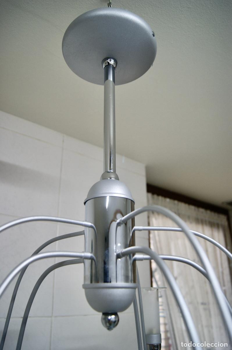 Vintage: L&aacute;mpara de techo, gris, cromo y cristal - Foto 13