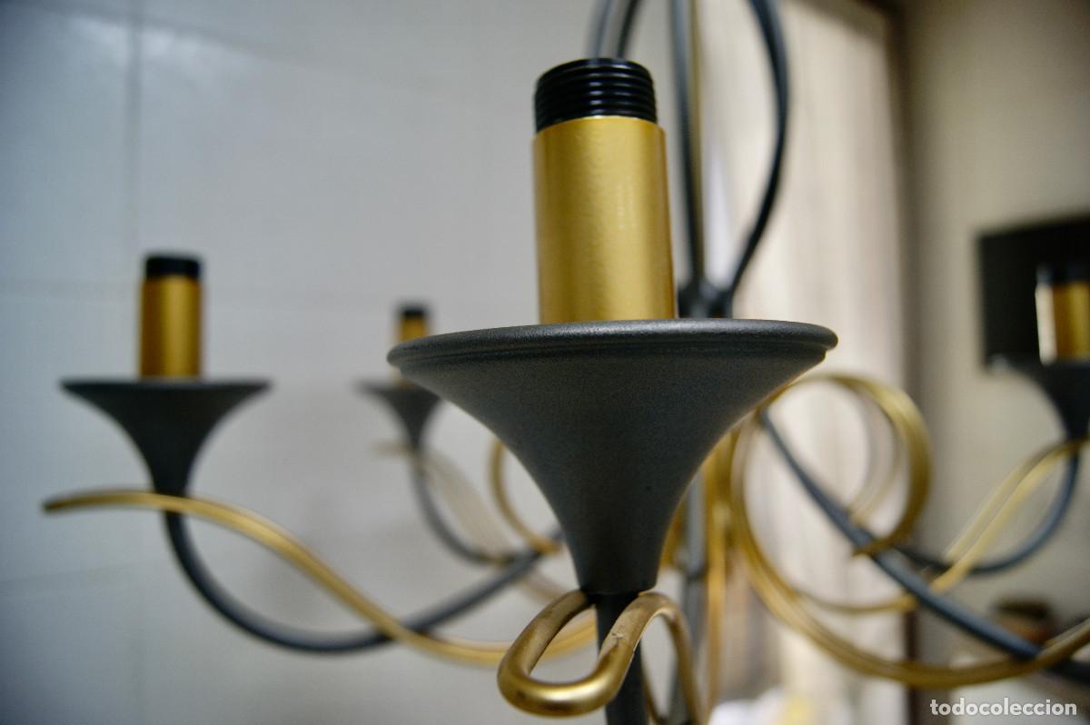 Vintage: L&aacute;mpara de techo, gris y oro mate - Foto 4